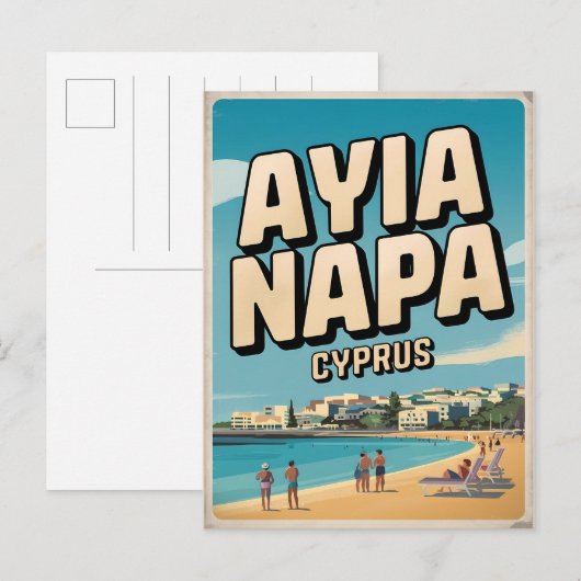 Carte Postale Ayia Napa Chypre, plage blanche Cadeaux méditerran (Devant / Derrière)