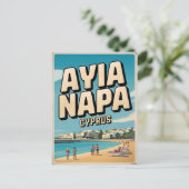 Carte Postale Ayia Napa Chypre, plage blanche Cadeaux méditerran (Debout devant)