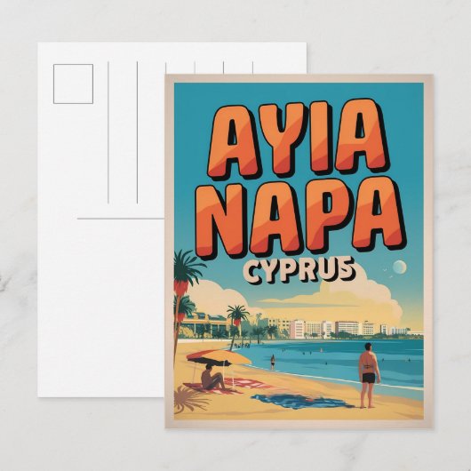 Carte Postale Ayia Napa Chypre, plage blanche Cadeaux méditerran (Devant / Derrière)