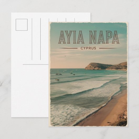 Carte Postale Ayia Napa Chypre, plage blanche Cadeaux méditerran (Devant / Derrière)