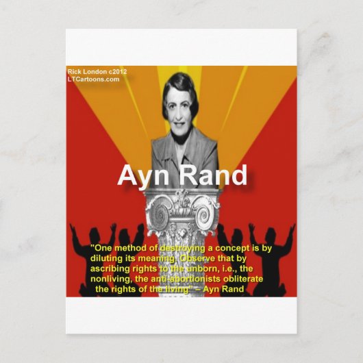 Carte Postale Ayn Rand & Citation d'avortement Cadeaux et Tee -  (Devant)