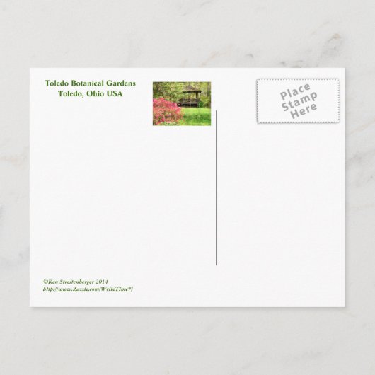 CARTE POSTALE, "AZALEAS ET GAZEBO, TOLEDO BOTANICA (Dos)