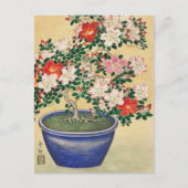 Carte Postale Azalée en fleurs dans un pot bleu par Ohara Koson (Devant)
