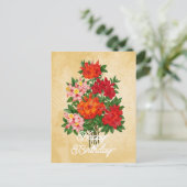 Carte Postale Azalée Fleur Élégante Vintage Joyeux Anniversaire (Debout devant)