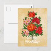 Carte Postale Azalée Fleur Élégante Vintage Joyeux Anniversaire (Devant / Derrière)