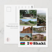 Carte Postale Azerbaïdjan - Shaki - I Love - (Devant / Derrière)