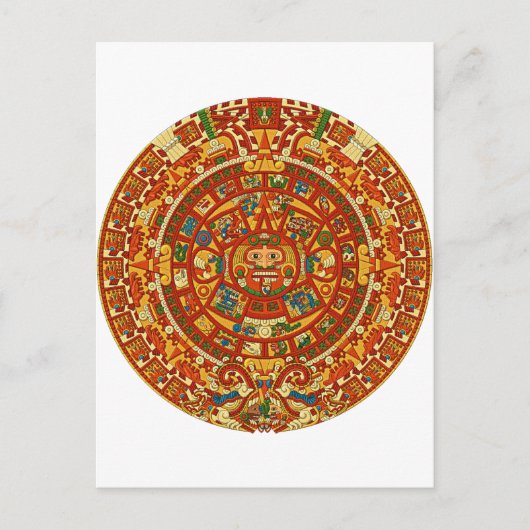 Carte Postale Aztec Calendar Stone ou Sun Stone du Mexique. (Devant)