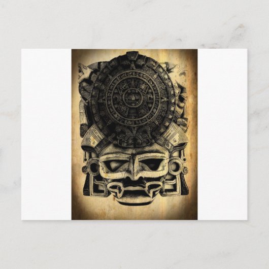 Carte Postale Aztec Calendrier Design Masque Mexicain Sunstone (Devant)