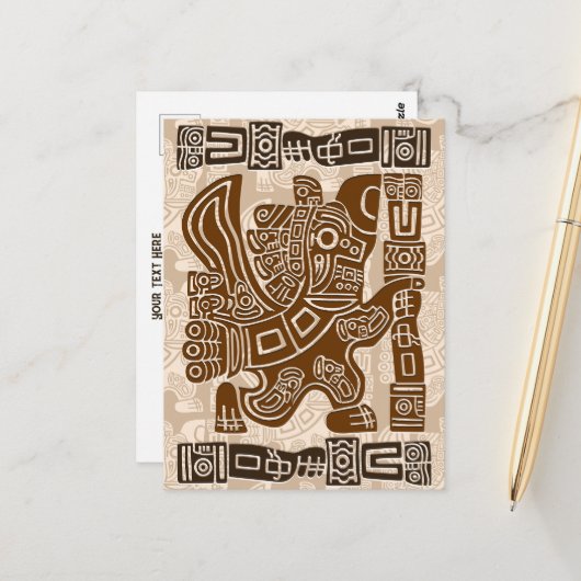 Carte Postale Aztec Eagle Guerrier Tribal Art antique (Devant/Arrière en situation)
