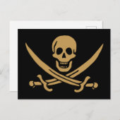 Carte Postale Aztec Gold Crâne et cutlass Pirate Calico Jack (Devant / Derrière)