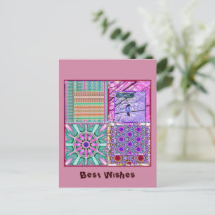 Carte Postale Azulejos Carreaux géométriques avec Oiseau de Paix