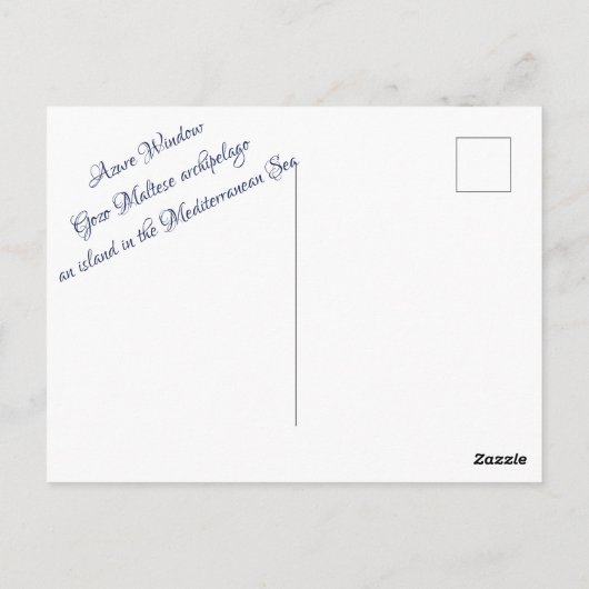 Carte Postale Azure Window Attraction Sur L'Île Gozo (Dos)