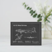 Carte Postale B-17 Flying Fortress - Plans de conception d'avion (Debout devant)