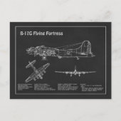 Carte Postale B-17 Flying Fortress - Plans de conception d'avion (Devant)