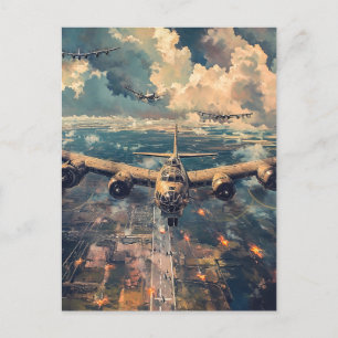 Carte Postale B-24 Bombardement d'une peinture de mission