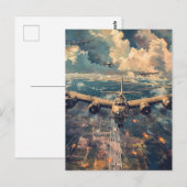 Carte Postale B-24 Bombardement d'une peinture de mission (Devant / Derrière)