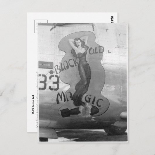 Carte postale B-24 Nose Art "Old Black Magic" (Devant / Derrière)