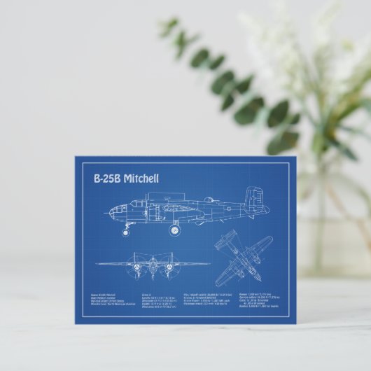 Carte Postale B-25B Mitchell Doolittle - Plan d'avion AD (Debout devant)