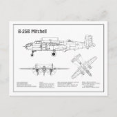 Carte Postale B-25B Mitchell Doolittle - Plan d'avion BD (Devant)
