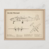 Carte Postale B-25B Mitchell Doolittle - Plan directeur de l'avi (Devant)