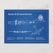 Carte Postale B-29 Superforteresse - Plan directeur de l'avion A (Devant)