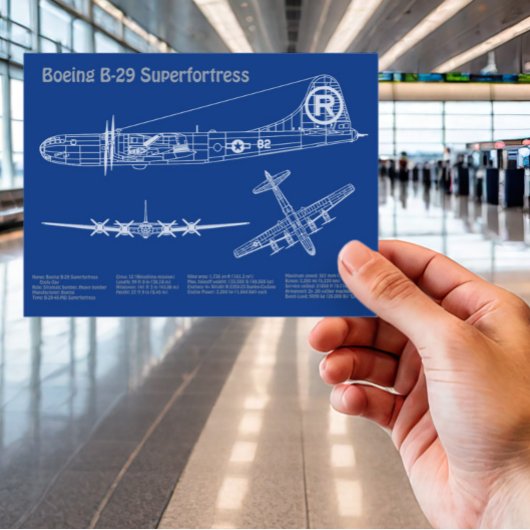 Carte Postale B-29 Superforteresse - Plan directeur de l'avion A