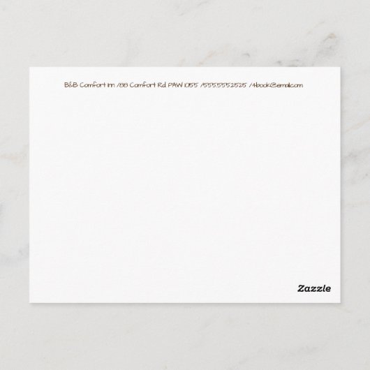 Carte Postale B&B Comfort Inn (Dos)