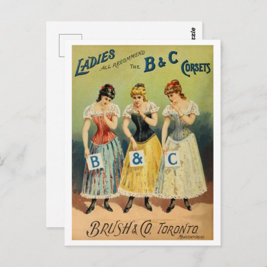 Carte postale "B & C Corsets Publicité" (Devant / Derrière)