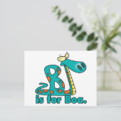 Carte Postale B est pour boa constrictor serpent idiot dessin an (Debout devant)