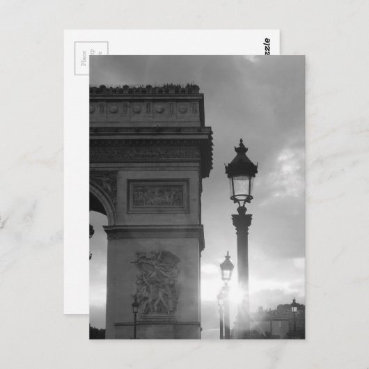 Carte Postale B&W Arc De Triomphe (Devant / Derrière)