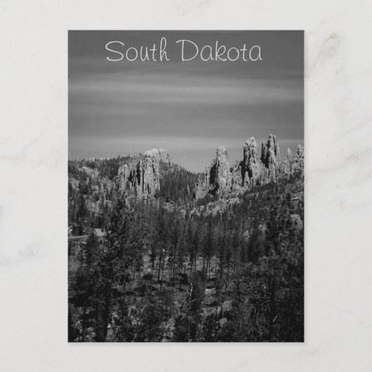 Carte postale B/W du Dakota du Sud (Devant)