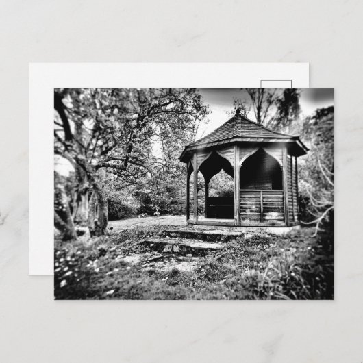 Carte Postale B&W Gazebo dans le parc (Devant / Derrière)