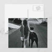 Carte postale B&W Girl and Dog (Devant / Derrière)