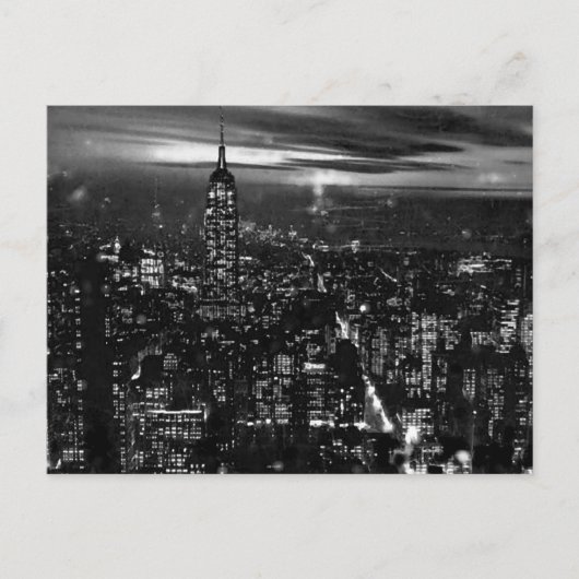 Carte Postale B&W New York City la nuit (Devant)