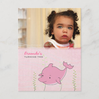 Carte Postale Baby 2nd Birthday Party Dolphin Invitation Card