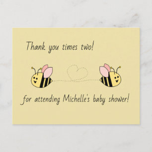 Carte Postale Baby Bee Twin Girls Merci