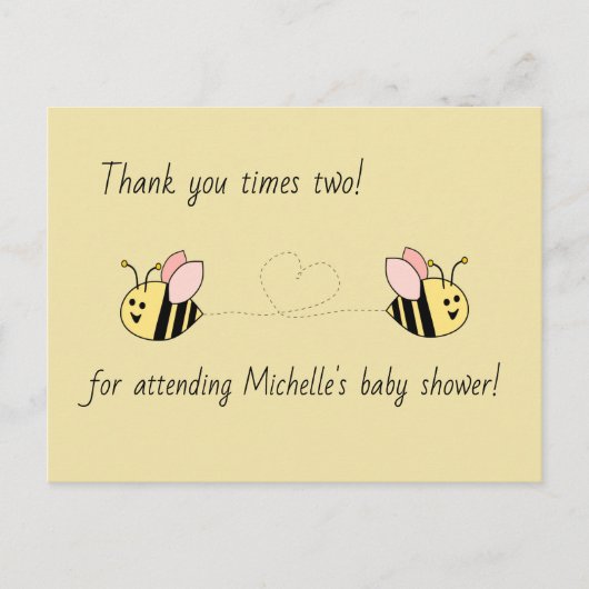 Carte Postale Baby Bee Twin Girls Merci (Devant)