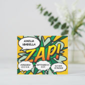 Carte Postale Baby Birth Stats Comic Book Pop Art Keepsaké (Debout devant)