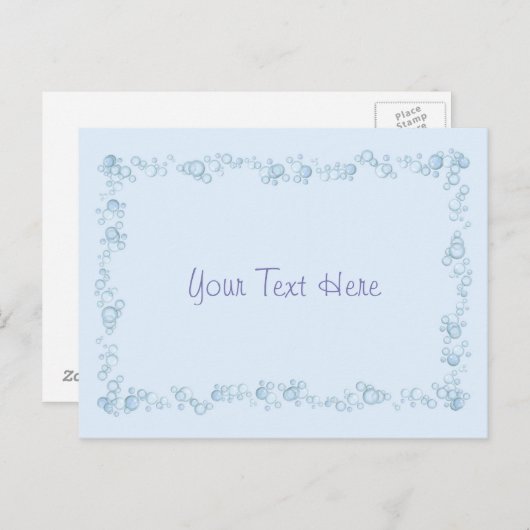 Carte Postale Baby Blue Bubble Bordure Design Customisé (Devant / Derrière)