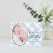 Carte Postale Baby Boy Blue Photo Baptême Merci (Debout devant)
