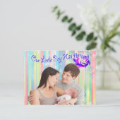 Carte Postale Baby Boy Bubbles & Unicorns est arrivé (Debout devant)