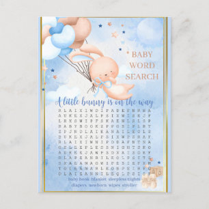 Carte Postale Baby Boy Bunny Baby shower Jeu