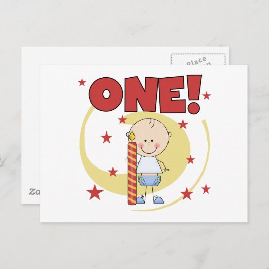 Carte Postale Baby Boy est un 1er Anniversaire Tshirts et cadeau (Devant / Derrière)