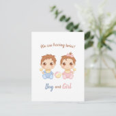 Carte Postale Baby Boy Girl Twins Faire-part (Debout devant)