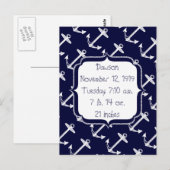 Carte Postale Baby Boy Nautical Navy Blue Ancre Motif (Devant / Derrière)