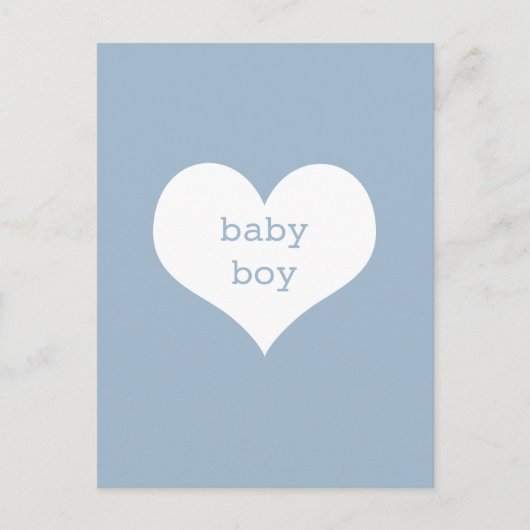 Carte Postale Baby Boy Pastel Bleu et Coeur Blanc (Devant)