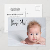 Carte Postale Baby Boy Photo baby shower merci Script (Devant / Derrière)