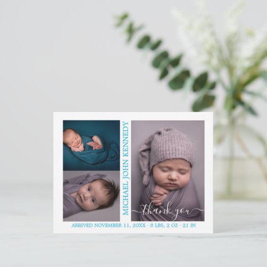 Carte Postale Baby Boy Photo Collage Script Faire-part de naissa (Debout devant)