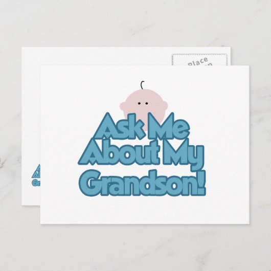 Carte Postale Baby Boy Posez la question sur mes petits-fils cad (Devant / Derrière)