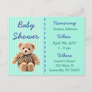 Carte Postale Baby Boy Teddy Bear Baby shower Invitation